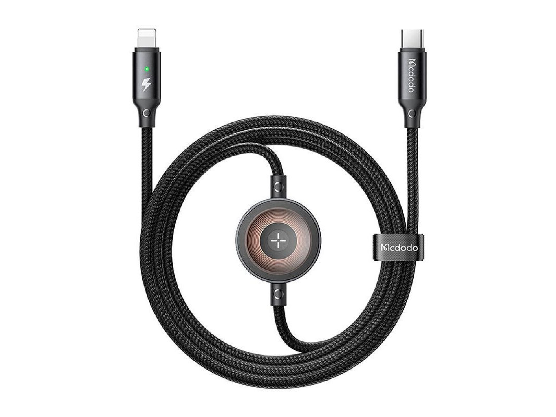 Cabo USB-C para Lightning Mcdodo CA-5680 2 em 1 + carregador para Apple Watch, 36 W, 1,5 m