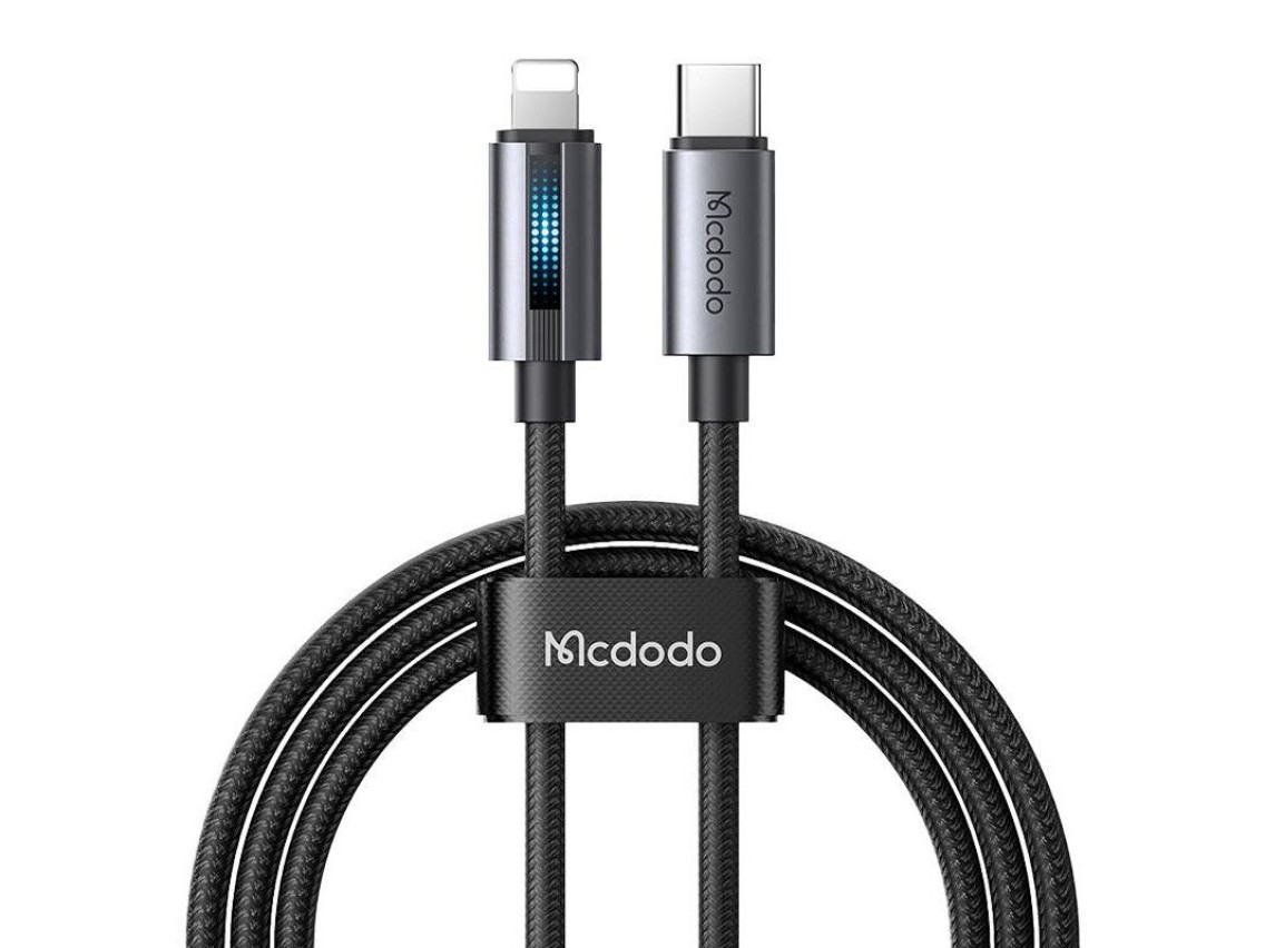Cabo USB-C para Lightning Mcdodo CA-5710 com luz intermitente de 36 W e 1,2 m (preto)