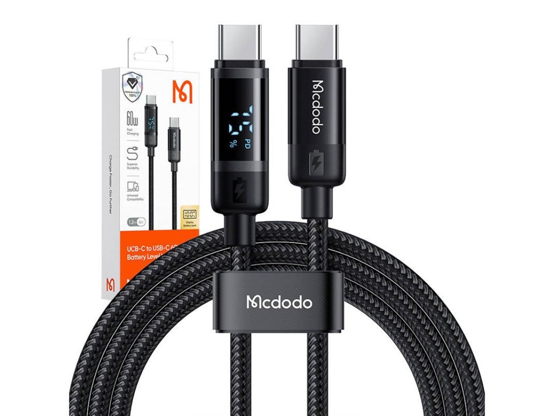 Cabo de dados Mcdodo CA-5780 USB-C para USB-C 60 W 1,2 m (preto)