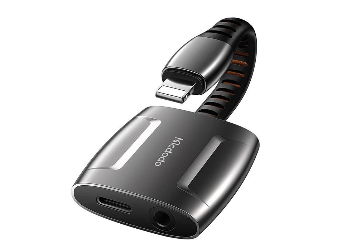 Adaptador de Lightning a Lightning + miniconector AUX de 3,5 mm, Mcdodo CA-6340 (negro)