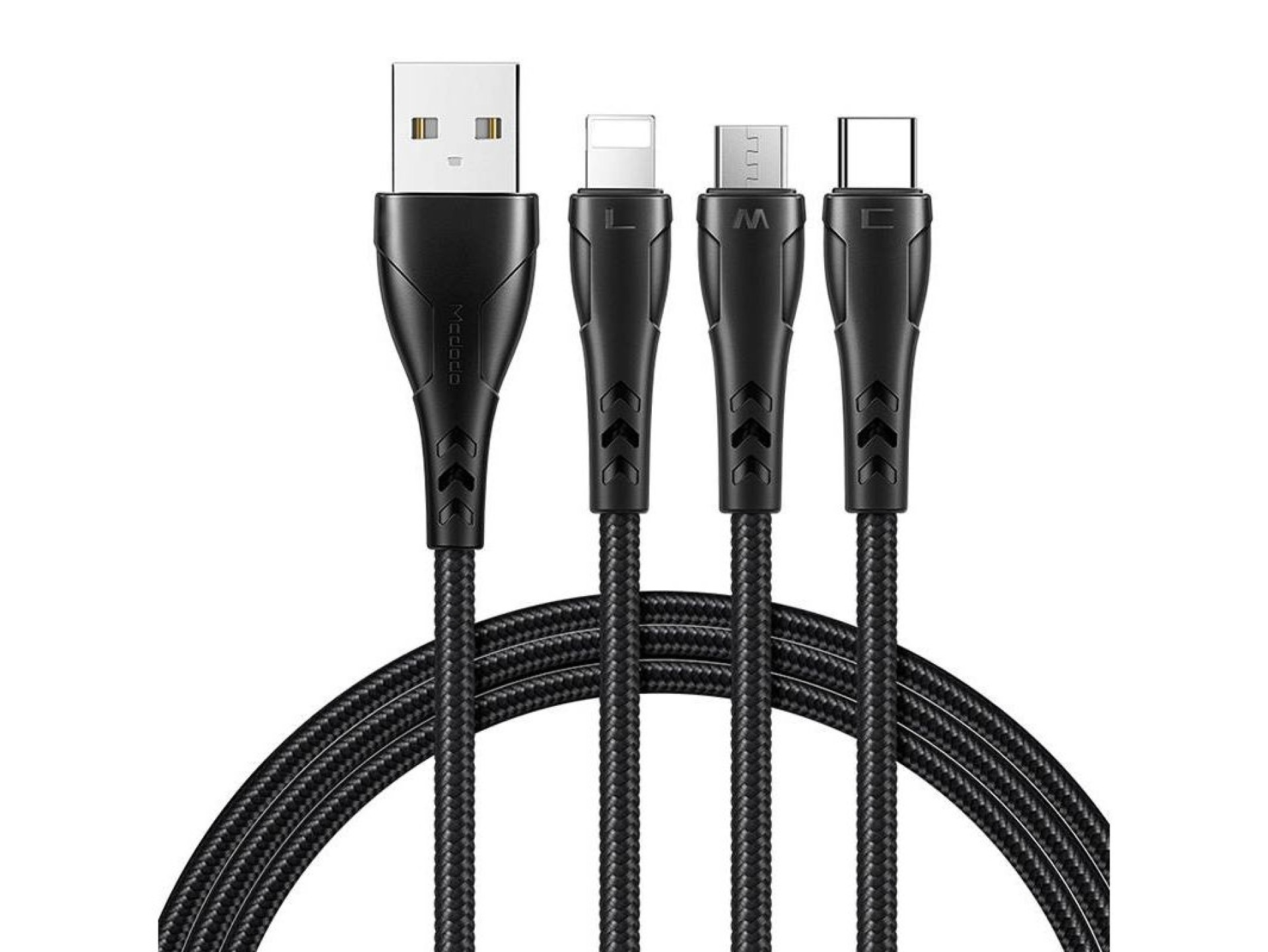 Cable USB a USB-C/Lightning/Micro USB 3 en 1, Mcdodo CA-6960, 1,2 m (Negro)