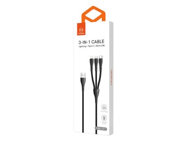 Cable USB a USB-C/Lightning/Micro USB 3 en 1, Mcdodo CA-6960, 1,2 m (Negro)