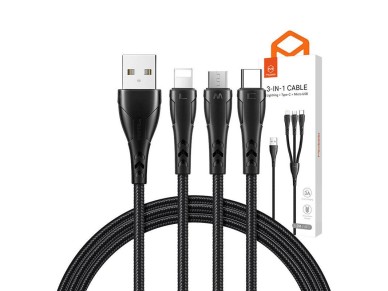 Cable USB a USB-C/Lightning/Micro USB 3 en 1, Mcdodo CA-6960, 1,2 m (Negro)