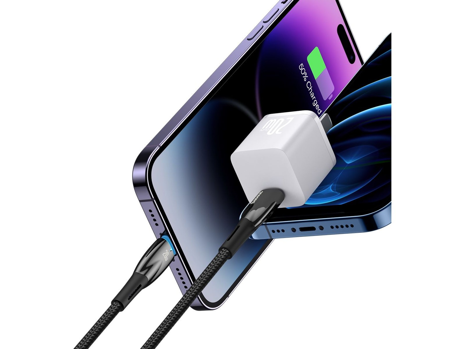 Baseus Glimmer Series Fast Charging Data Cable Type-C to iP 20W 2m Black