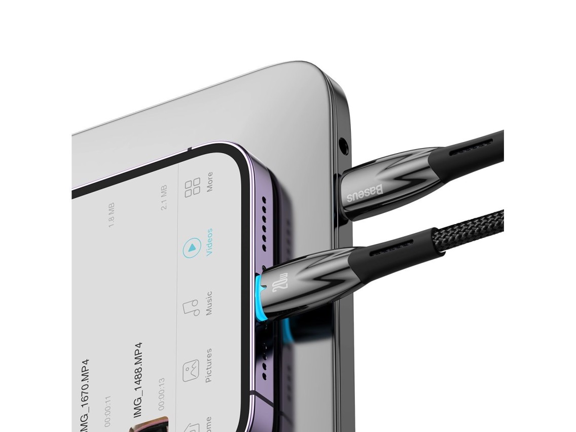 Baseus Glimmer Series Fast Charging Data Cable Type-C to iP 20W 2m Black