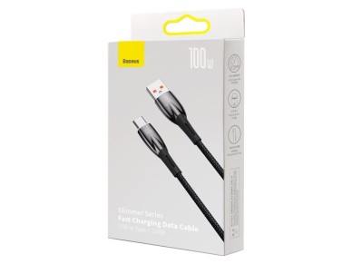 Cable Baseus Glimmer USB-USB-C 1,0 m negro 100 W