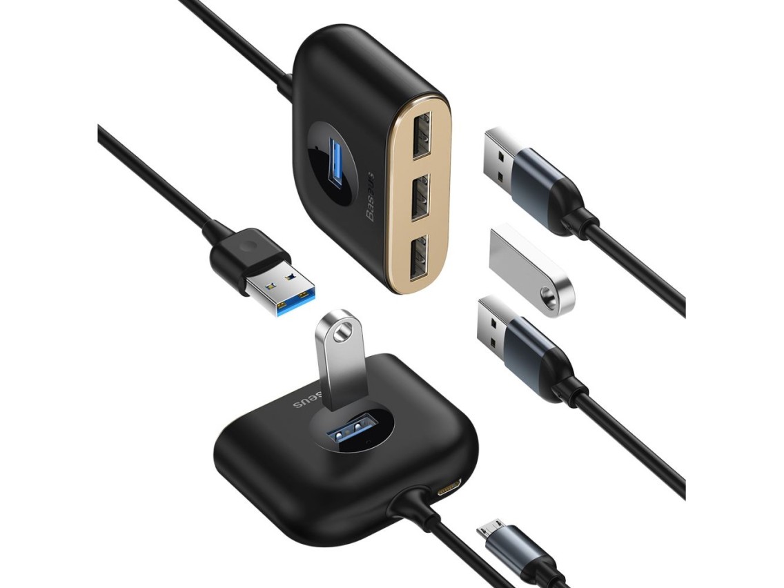 Baseus adapter HUB Square USB 3.0 to 4x USB black
