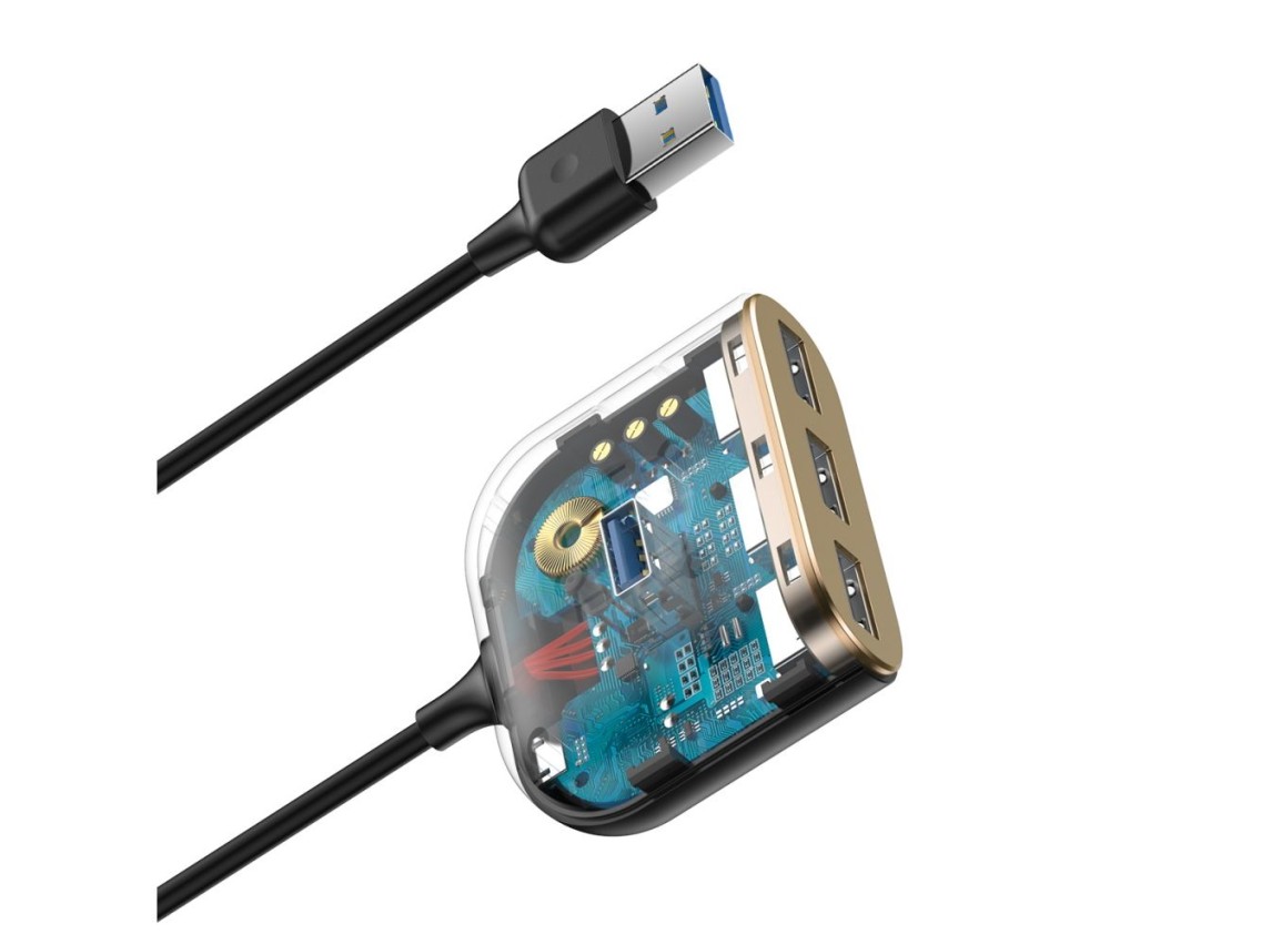 Baseus adapter HUB Square USB 3.0 to 4x USB black