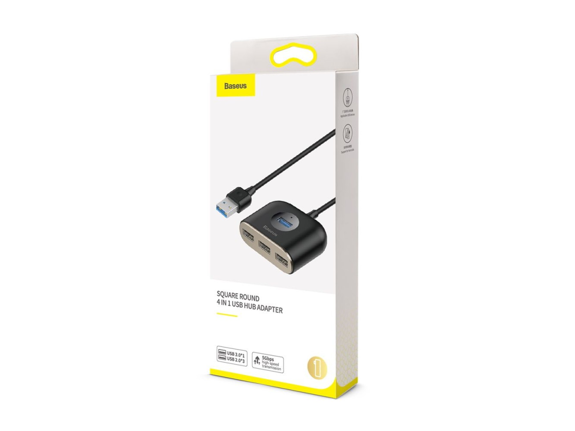 Adaptador Baseus HUB Square USB 3.0 a 4x USB negro