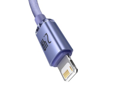 Cable Baseus Crystal Shine USB-Lightning 1,2 m 2,4 A morado