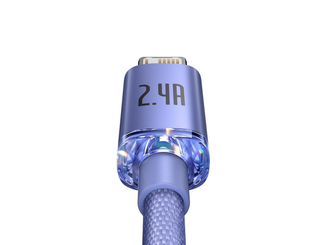 Cable Baseus Crystal Shine USB-Lightning 1,2 m 2,4 A morado