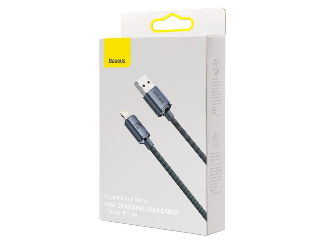 Cable Baseus Crystal Shine USB-Lightning 2,0 m 2,4 A negro