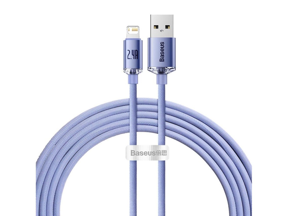 Baseus Crystal Shine USB - Lightning 2,0 m 2,4A roxo