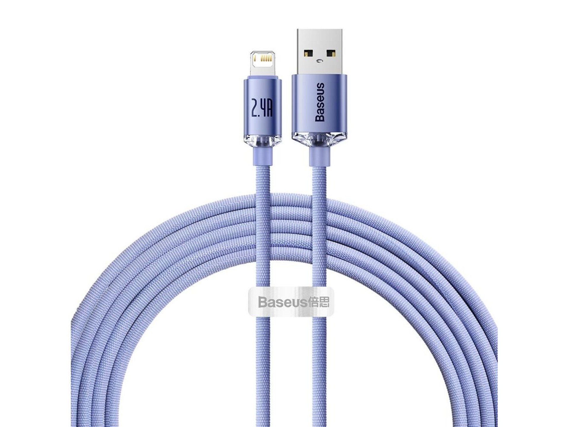Baseus Crystal Shine USB - Lightning 2,0 m 2,4A roxo