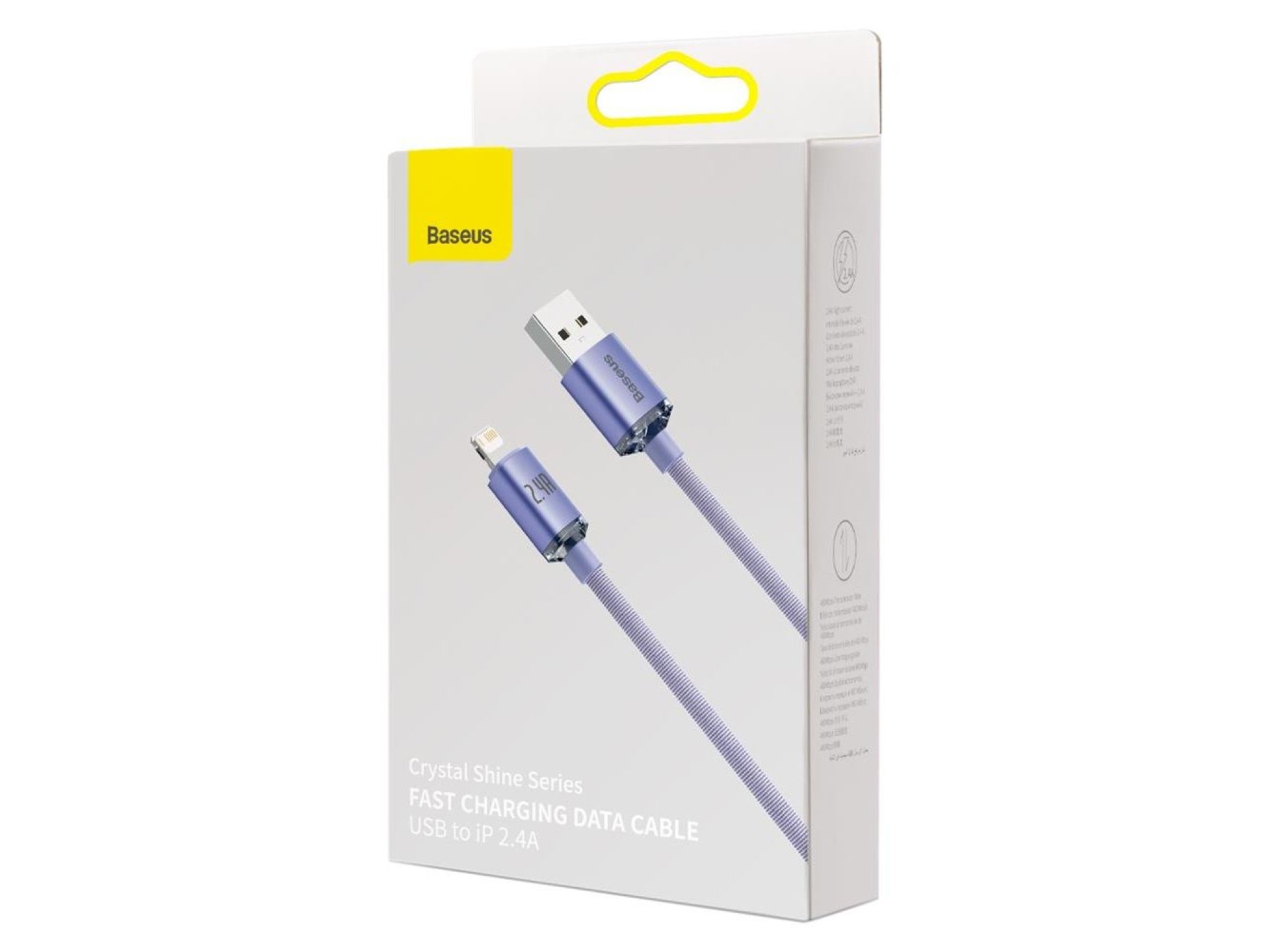 Baseus Crystal Shine USB - Lightning 2,0 m 2,4A roxo
