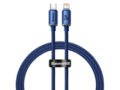 Cable Baseus Crystal Shine USB-C - Lightning 1,2 m 20 W azul