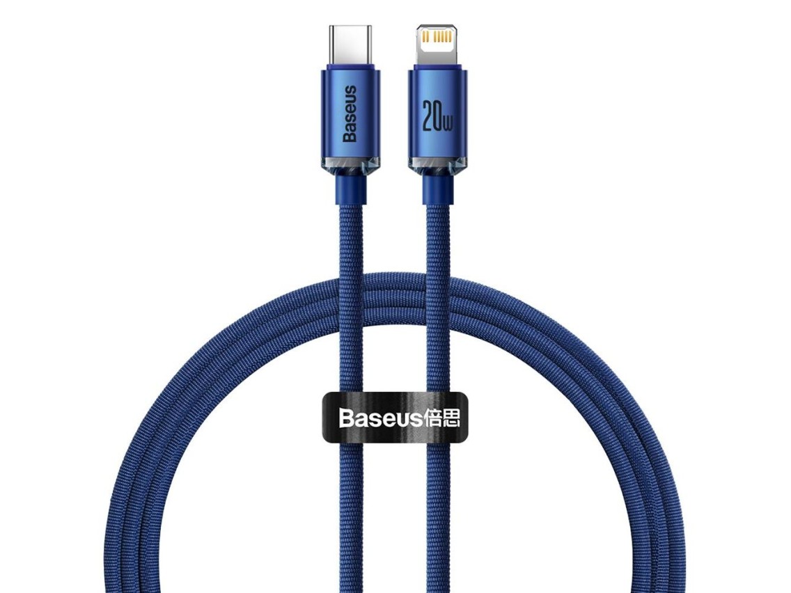 Cable Baseus Crystal Shine USB-C - Lightning 1,2 m 20 W azul