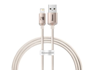 Cable Baseus Crystal Shine USB-Lightning 1,2 m 2,4 A rosa