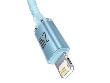 Cabo Baseus Crystal Shine USB - Lightning 2,0 m 2,4A azul celeste