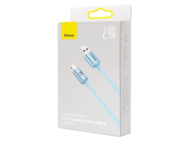 Cabo Baseus Crystal Shine USB - Lightning 2,0 m 2,4A azul celeste