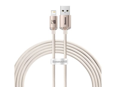 Cable Baseus Crystal Shine USB-Lightning 2,0 m 2,4 A rosa