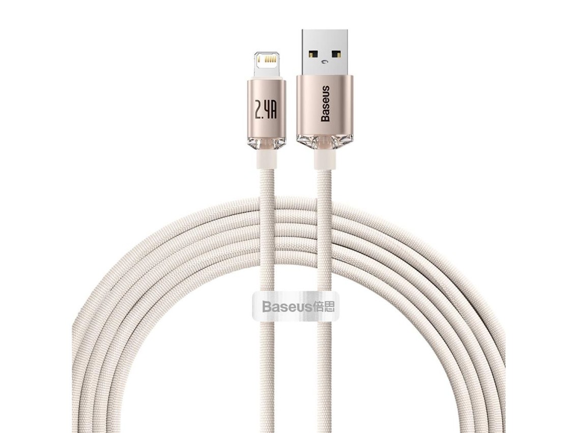 Cable Baseus Crystal Shine USB-Lightning 2,0 m 2,4 A rosa