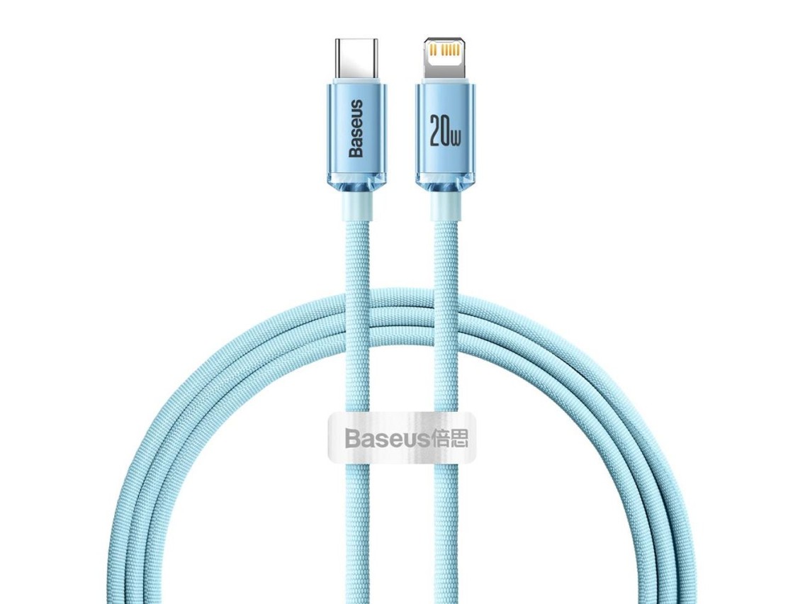 Baseus Crystal Shine USB-C - Lightning 1,2 m 20W azul celeste