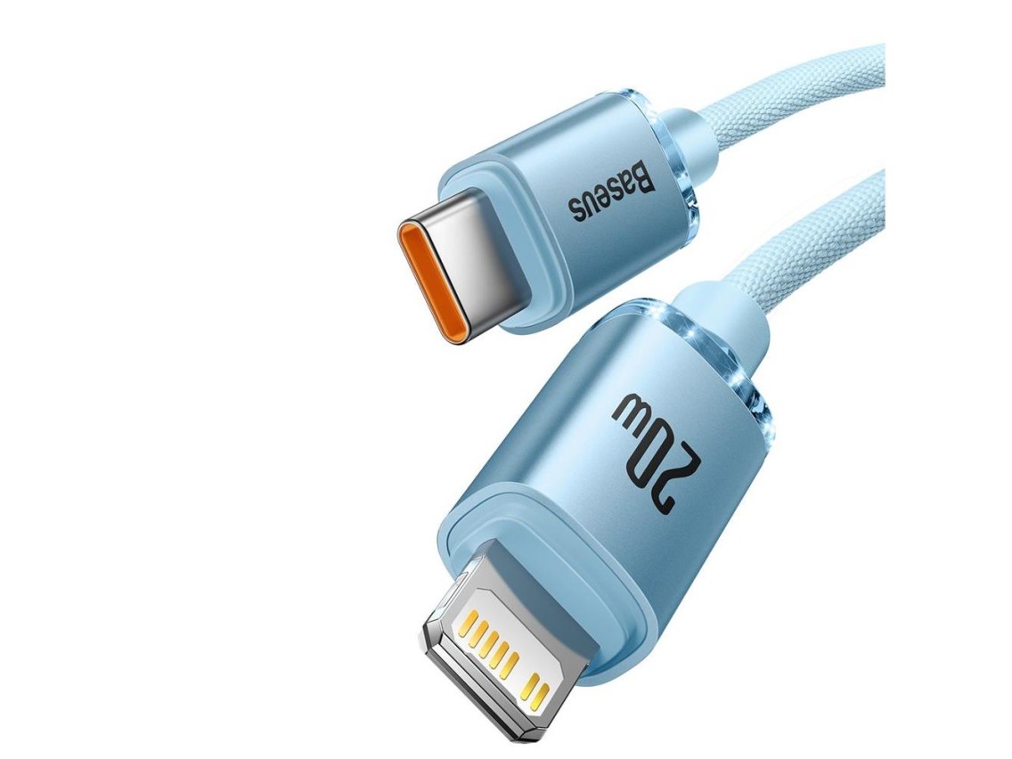 Baseus Crystal Shine USB-C - Lightning 1,2 m 20W azul celeste
