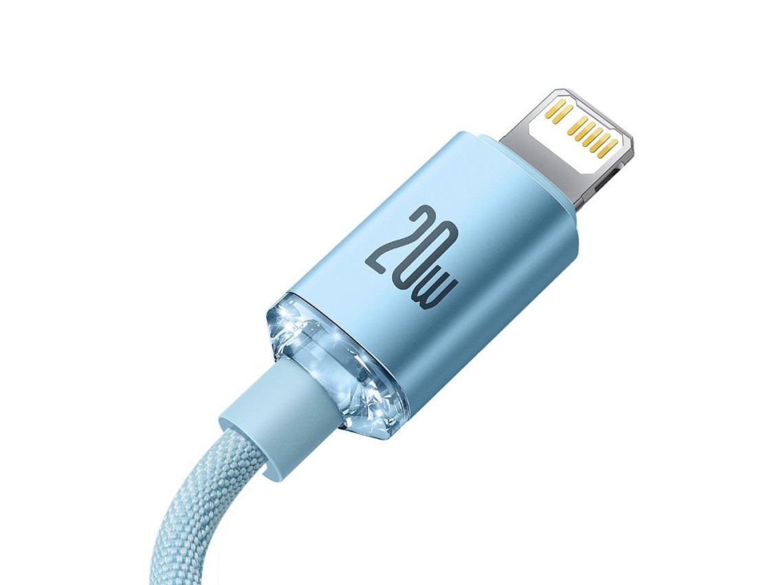 Baseus Crystal Shine USB-C - Lightning 1,2 m 20W azul celeste