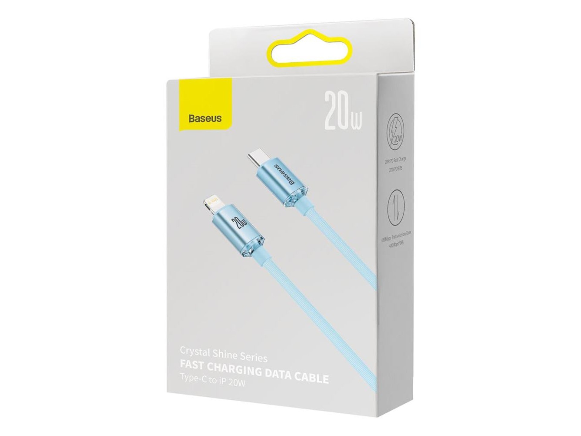 Baseus Crystal Shine USB-C - Lightning 1,2 m 20W azul celeste
