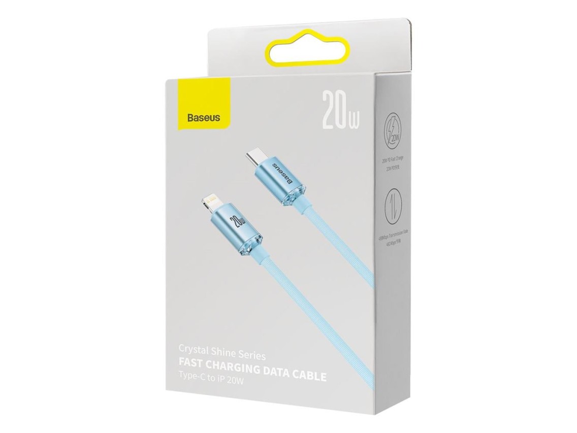 Baseus Crystal Shine USB-C - Lightning 1,2 m 20W azul celeste