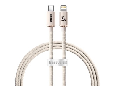Cable Baseus Crystal Shine USB-C - Lightning 1,2 m 20 W rosa