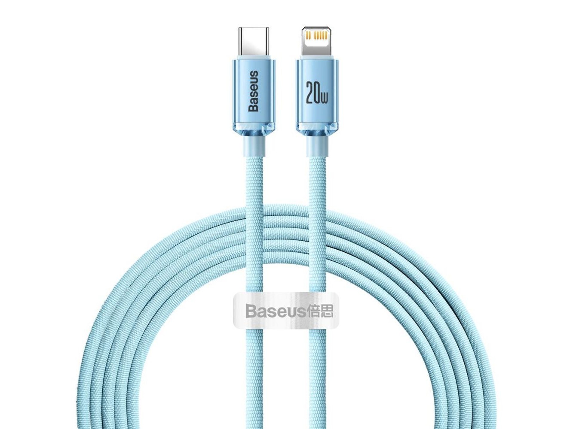 Cable Baseus Crystal Shine USB-C - Lightning 2,0 m 20 W azul cielo