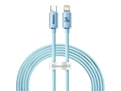 Cable Baseus Crystal Shine USB-C - Lightning 2,0 m 20 W azul cielo