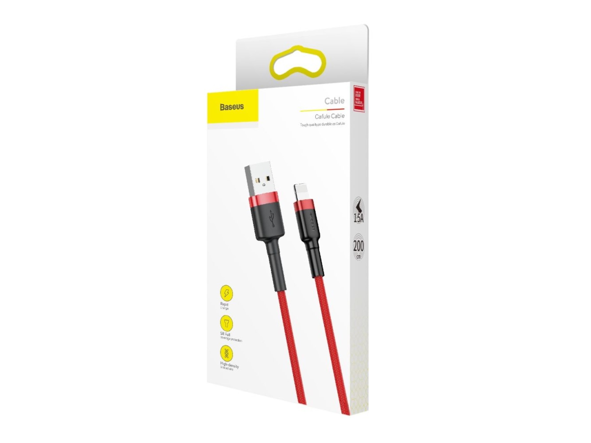 Cable Baseus Cafule USB-Lightning 2,0 m 1,5A rojo-rojo