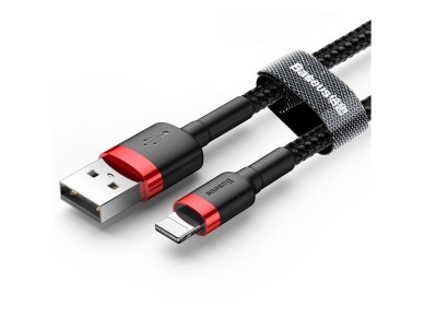 Cable Baseus Cafule USB-Lightning 3,0m 2A rojo-negro