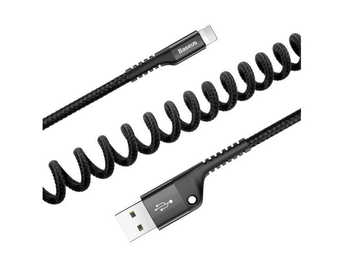 Cable Baseus Fish Eye USB - Lightning 1,0m 2A negro resorte