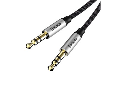 Cable de audio Baseus Yiven M30 jack 3,5 mm - jack 3,5 mm 1,0 m plateado-negro