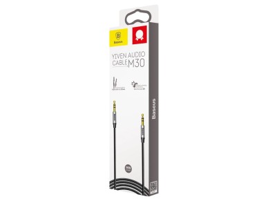 Cable de audio Baseus Yiven M30 jack 3,5 mm - jack 3,5 mm 1,0 m plateado-negro