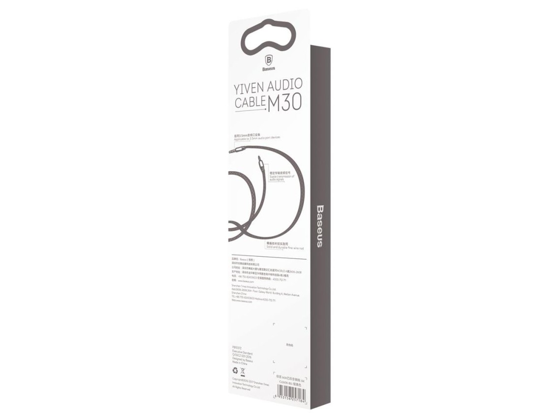 Baseus cable audio Yiven M30 jack 3,5 mm - jack 3,5 mm 1,0 m silver-black