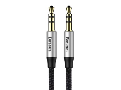 Cabo de áudio Baseus Yiven M30 jack 3,5 mm - jack 3,5 mm 1,5 m prata-preto