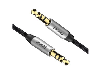 Cabo de áudio Baseus Yiven M30 jack 3,5 mm - jack 3,5 mm 1,5 m prata-preto