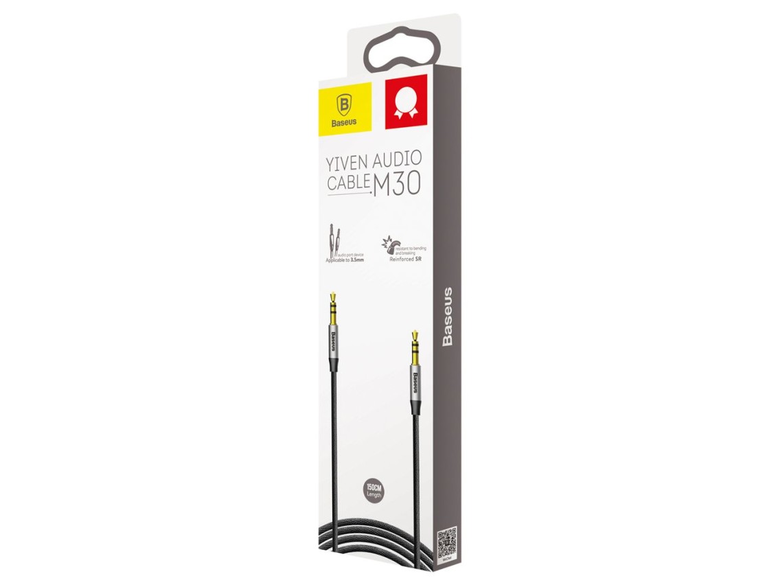 Baseus cable audio Yiven M30 jack 3,5 mm - jack 3,5 mm 1,5 m silver-black