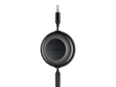 Cable Baseus Bright Mirror 2 3w1 USB - micro USB + Lightning + USB-C 1,1m 3,5A negro retráctil