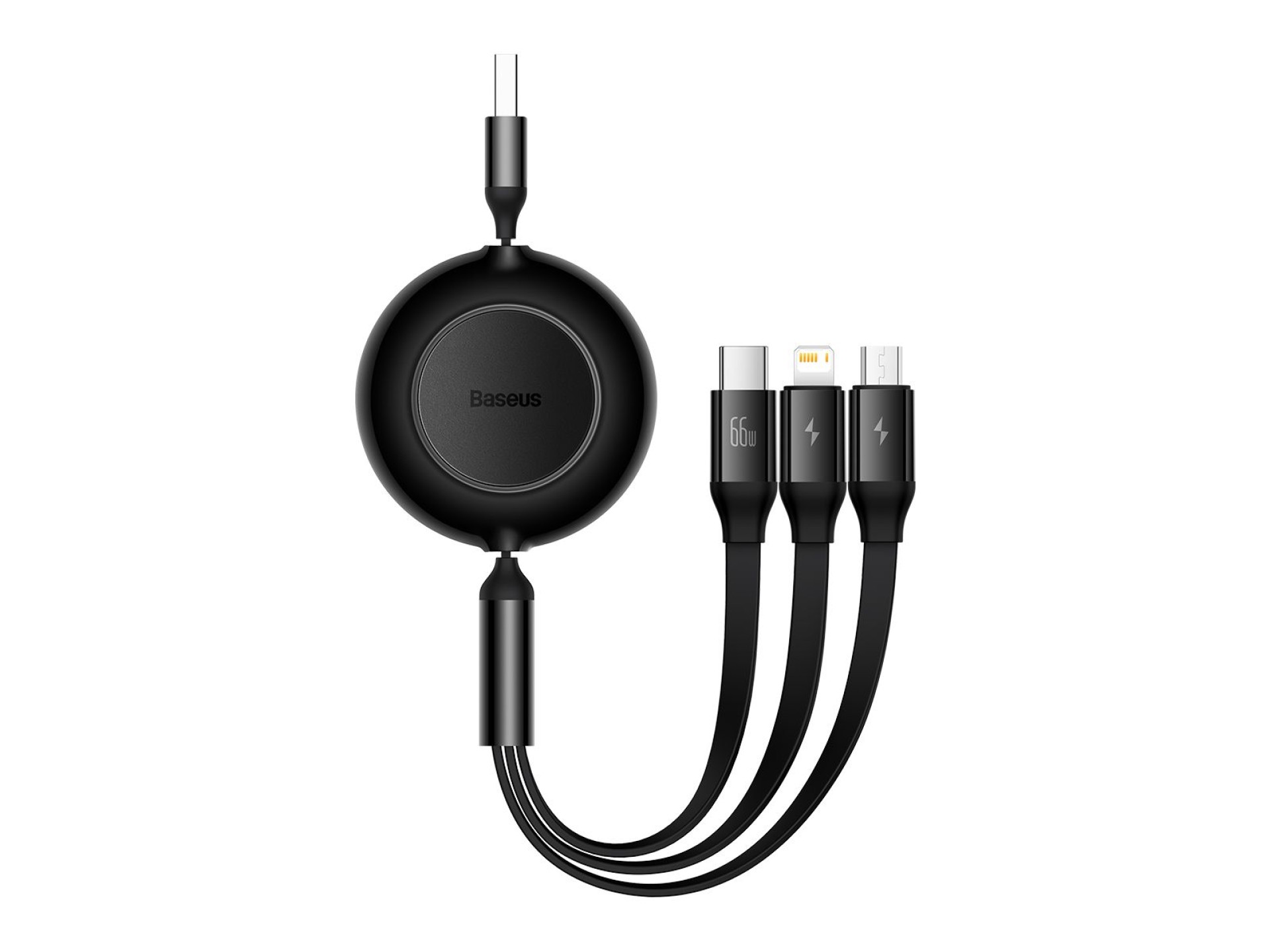 Baseus cable Bright Mirror 2 3w1 USB - micro USB + Lightning + USB-C 1,1m 66W black retractable