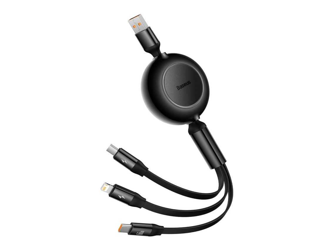 Baseus cable Bright Mirror 2 3w1 USB - micro USB + Lightning + USB-C 1,1m 66W black retractable