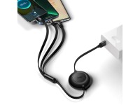 Baseus cable Bright Mirror 2 3w1 USB - micro USB + Lightning + USB-C 1,1m 66W black retractable Baseus cable Bright Mirror 2 3w1 USB - micro USB + Lightning + USB-C 1,1m 66W black retractable