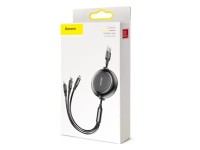 Baseus cable 3in1 Golden Loop retractable USB - micro USB + Lightning + USB-C 1,2m 3,5A black Baseus cable 3in1 Golden Loop retractable USB - micro USB + Lightning + USB-C 1,2m 3,5A black