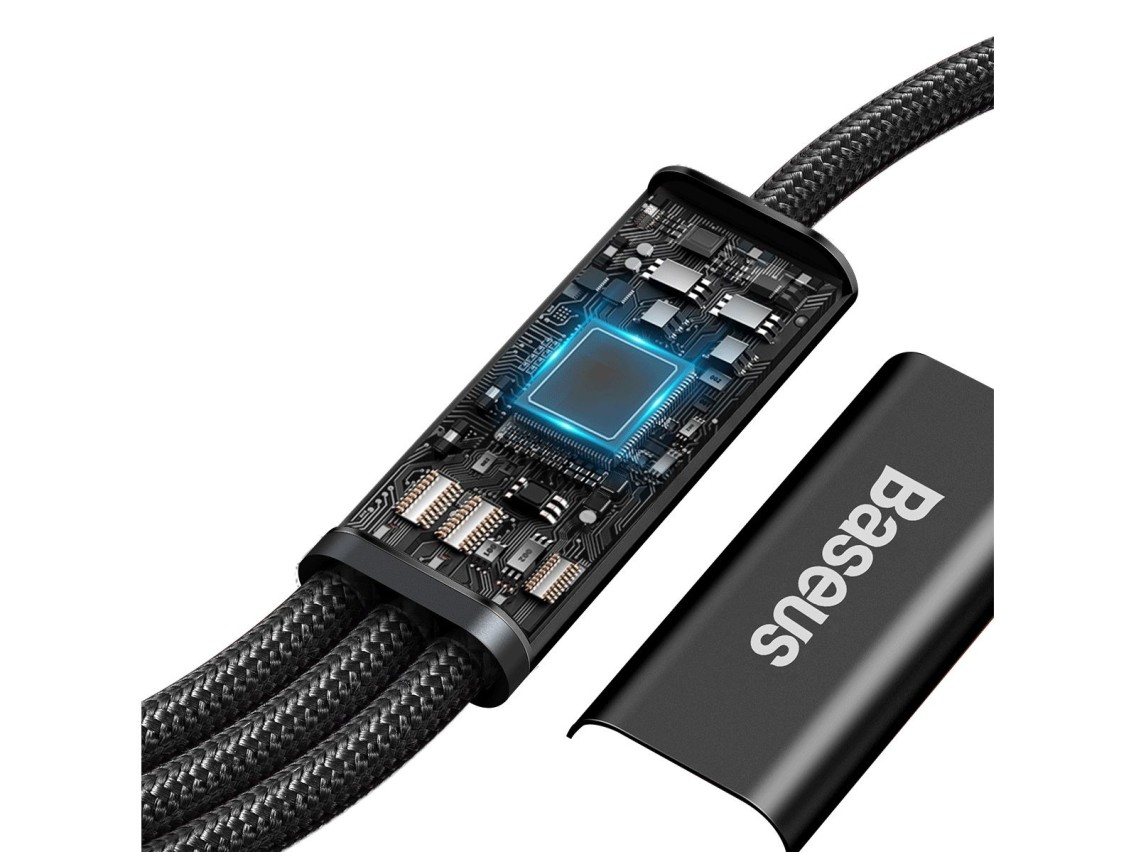 Cable Baseus 3 en 1 Rapid PD USB-C - micro USB + Lightning + USB-C 1,5 m negro 20 W