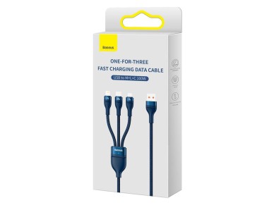 Cable Baseus 3 en 1 Flash II USB - Lightning + USB-C + microUSB 1,2 m 3,5A azul